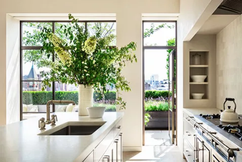 Glass Wall in Kitchen